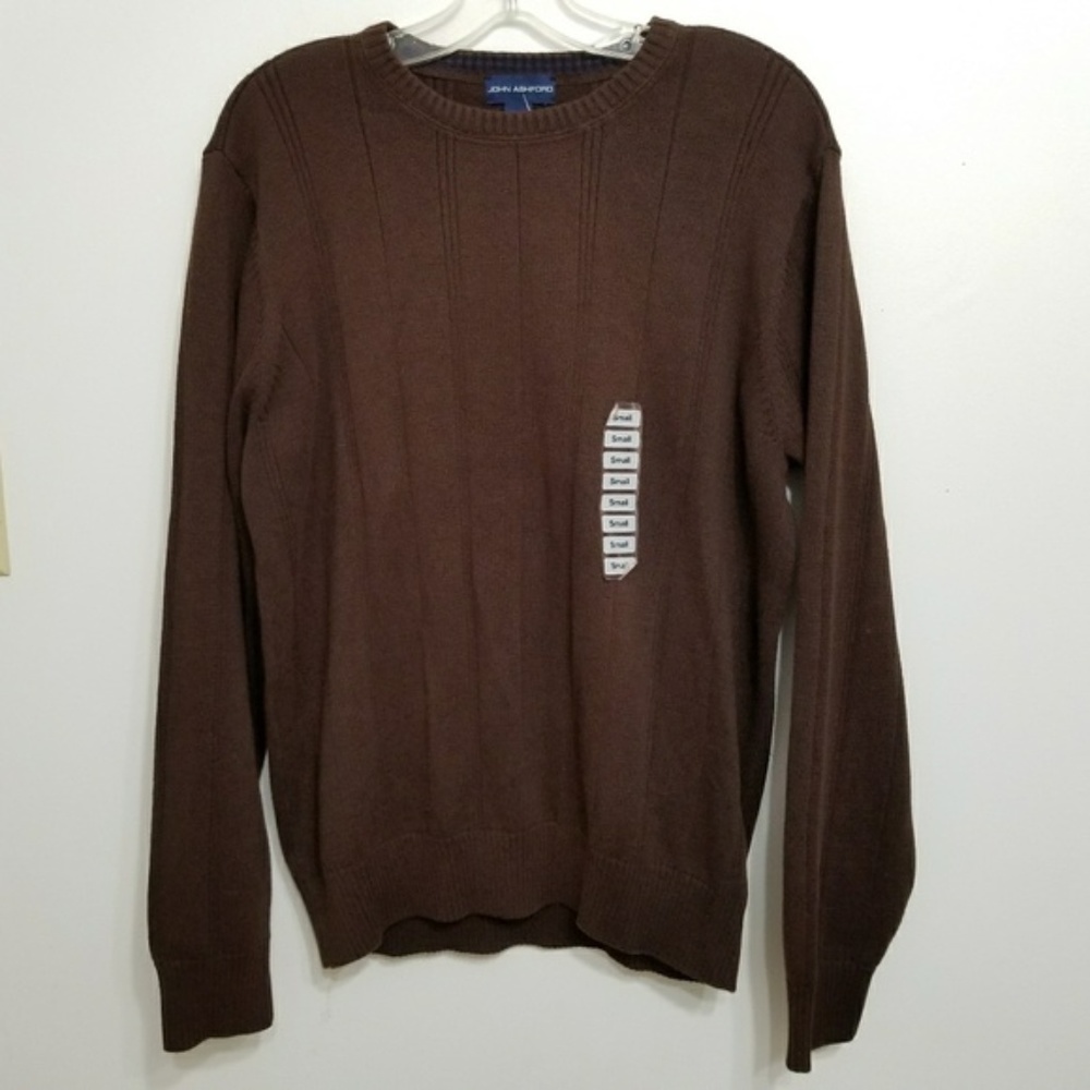 NWT John Ashford Men's Brown Cotton Knit Sweater